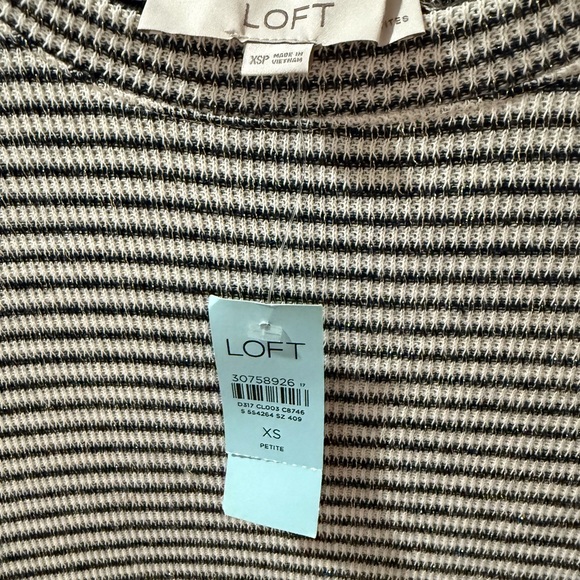 LOFT Petite Striped Knit Dress w/ Gold Shimmer | XSP | NWT - Picture 3 of 5